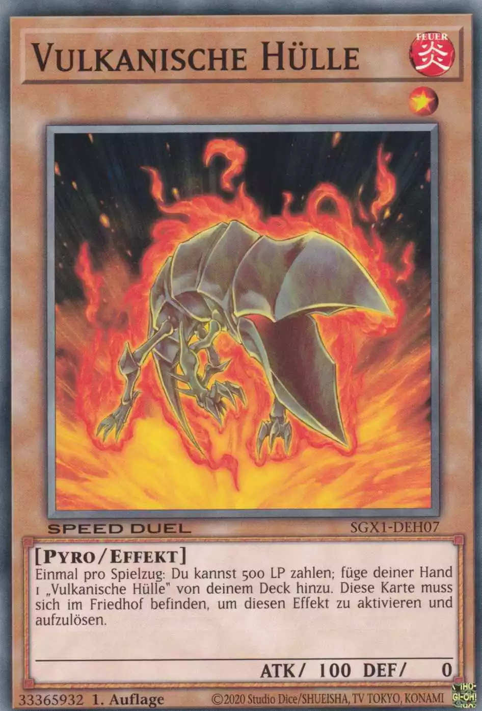 Vulkanische Hülle SGX1-DEH07 ist in Common Yu-Gi-Oh Karte aus Speed Duel GX Duel Academy Box 1.Auflage