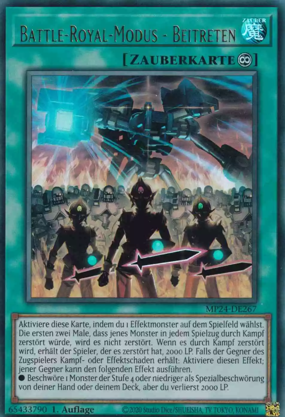 Battle-Royal-Modus - Beitreten Ultra Rare MP24-DE267 Yugioh Karte Battle-Royal-Modus - Beitreten MP24-DE267 ist in Ultra Rare Yu-Gi-Oh Karte aus 25th Anniversary Tin Dueling Mirrors 1.Auflage