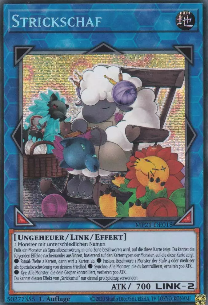 Strickschaf MP21-DE018 ist in Prismatic Secret Rare Yu-Gi-Oh Karte aus Tin of Ancient Battles 1.Auflage