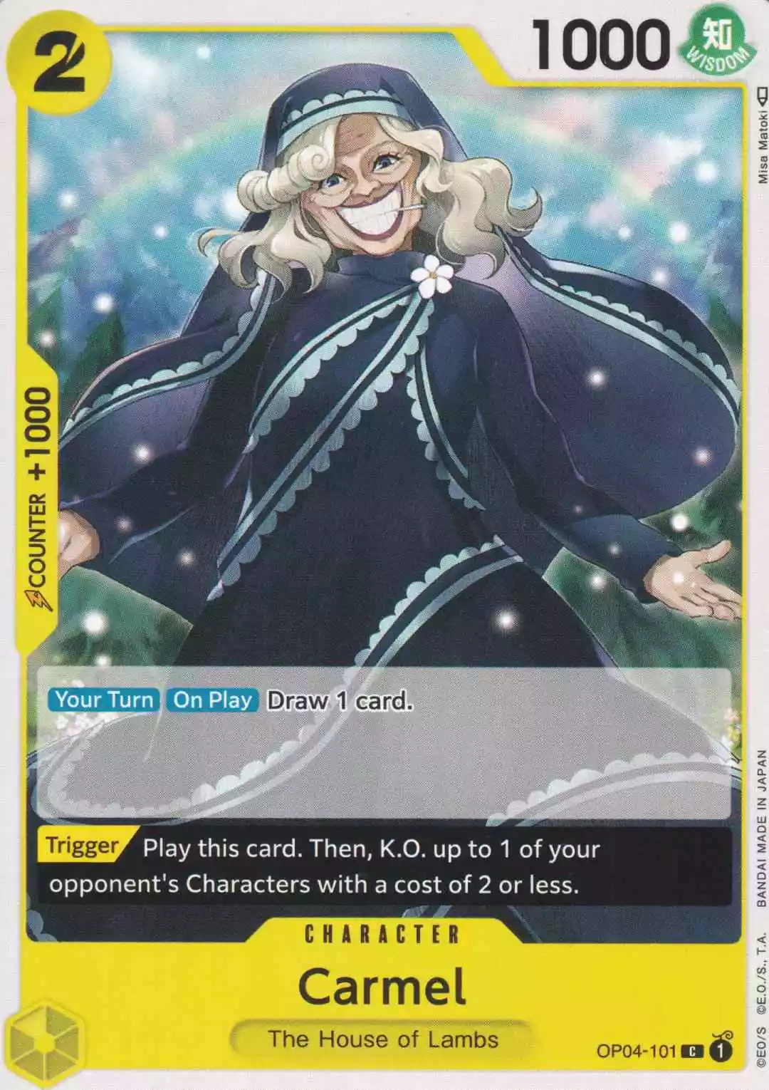 op04-101-carmel-common-kingdoms-of-intrigue Carmel OP04-101 ist in Common. Die One Piece Karte ist aus Kingdoms Of Intrigue in Normal Art.