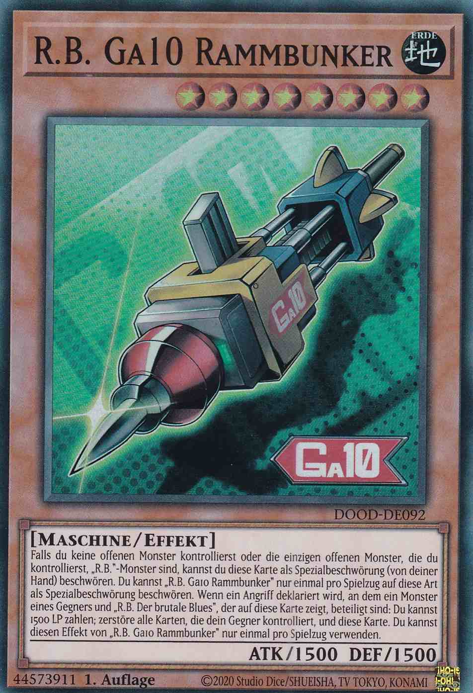 R.B. Ga10 Rammbunker DOOD-DE092 ist in Super Rare Yu-Gi-Oh Karte aus Doom of Dimensions 1.Auflage