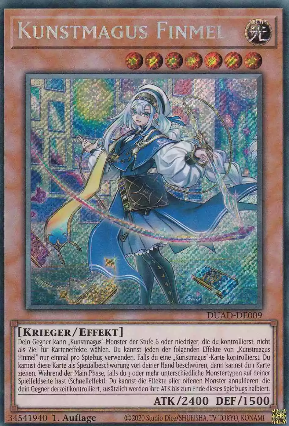 Kunstmagus Finmel Secret Rare DUAD-DE009 Yugioh Karte Kunstmagus Finmel DUAD-DE009 ist in Secret Rare Yu-Gi-Oh Karte aus Duelist’s Advance 1.Auflage