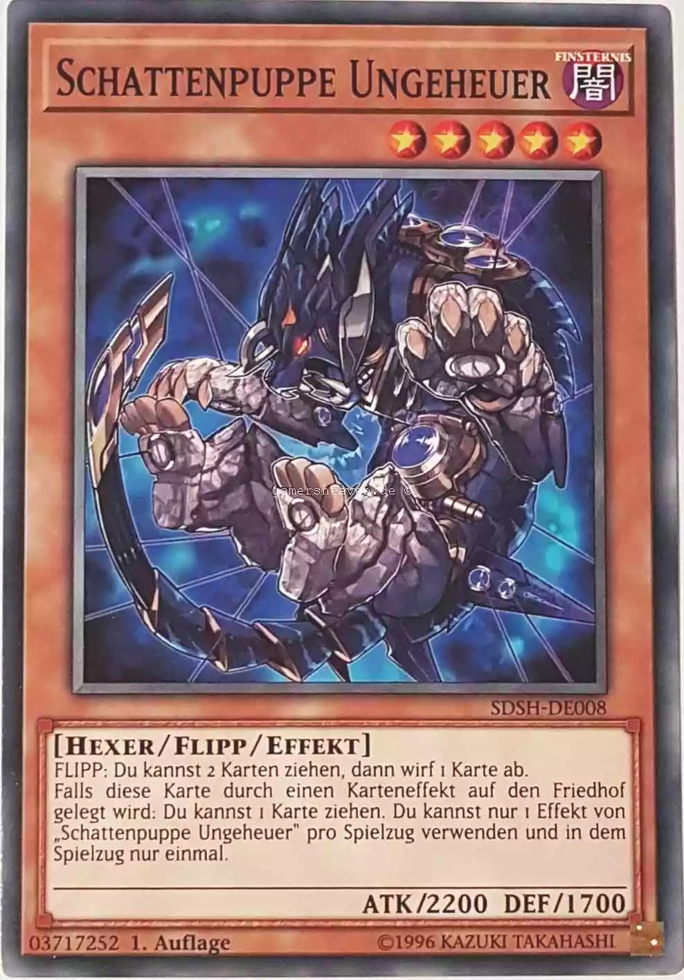 Schattenpuppe Ungeheuer SDSH-DE008 ist in Common Yu-Gi-Oh Karte aus Shaddoll Showdown 1.Auflage