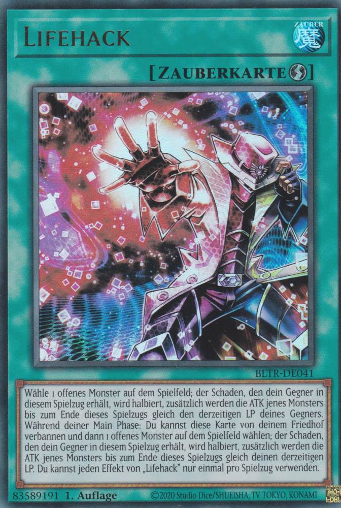 Lifehack BLTR-DE041 ist in Ultra Rare Yu-Gi-Oh Karte aus Battles of Legend Terminal Revenge 1.Auflage