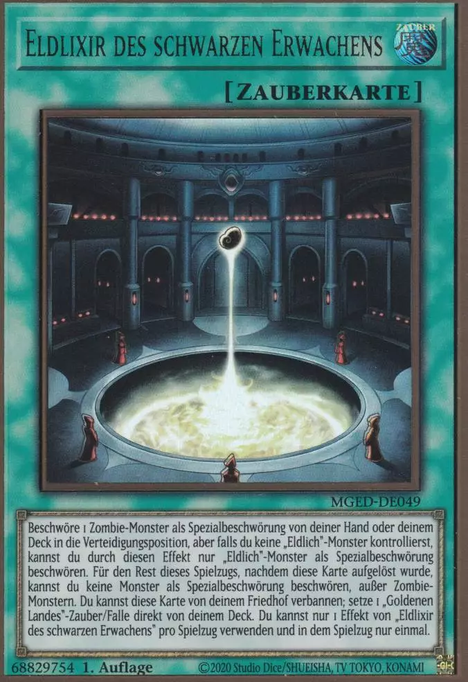 Eldlixir des schwarzen Erwachens MGED-DE049 ist in Premium Gold Rare Yu-Gi-Oh Karte aus Maximum Gold El Dorado 1.Auflage