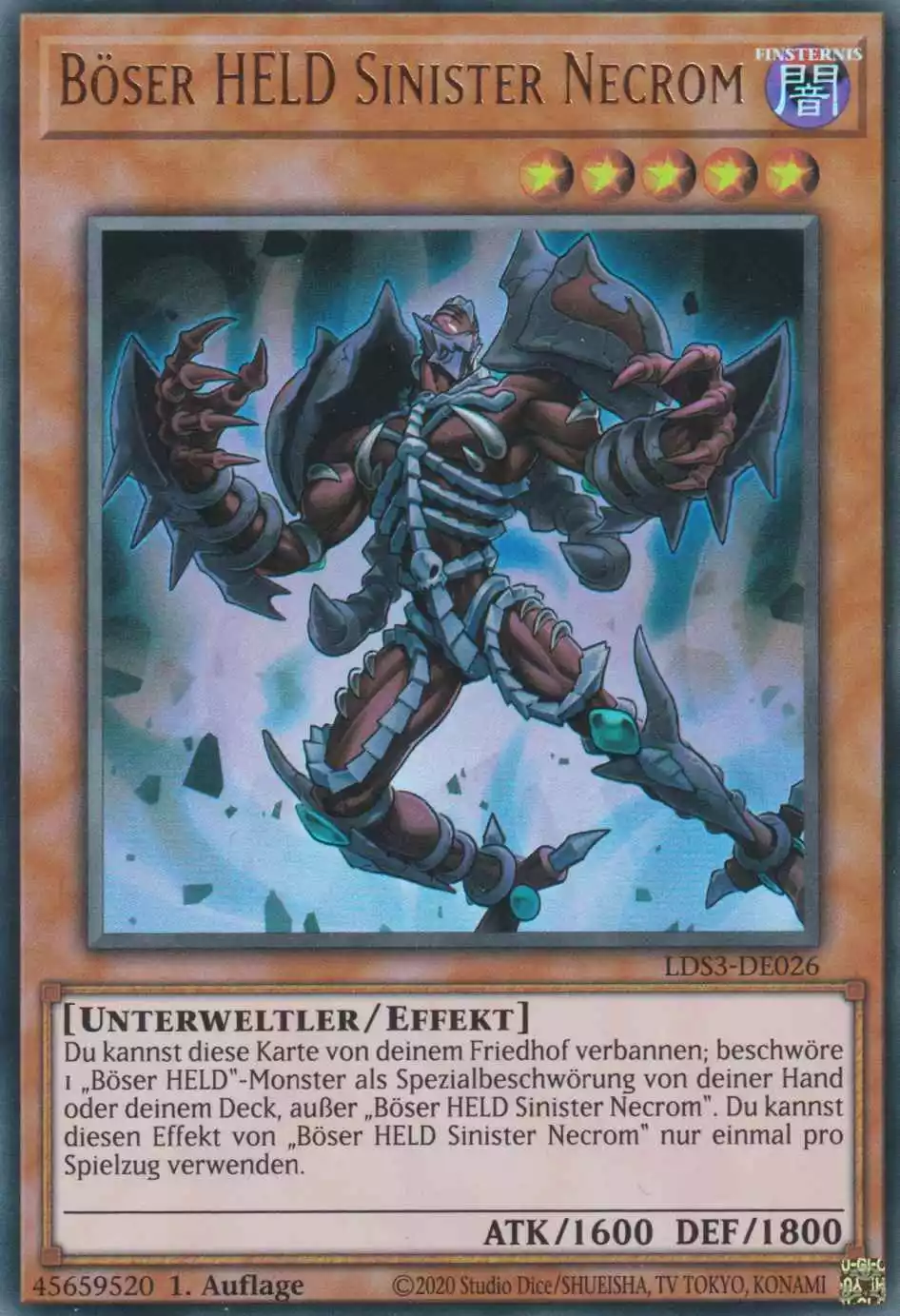 Böser HELD Sinister Necrom LDS3-DE026 ist in Ultra Rare Yu-Gi-Oh Karte aus Legendary Duelists Season 3 1.Auflage