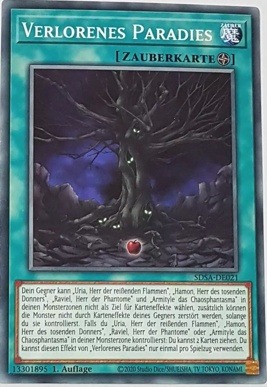 Verlorenes Paradies SDSA-DE021 ist in Common Yu-Gi-Oh Karte aus Sacred Beasts 1.Auflage