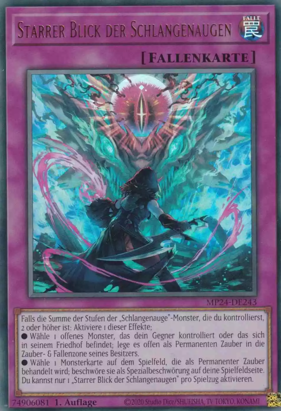 Starrer Blick der Schlangenaugen MP24-DE243 ist in Ultra Rare Yu-Gi-Oh Karte aus 25th Anniversary Tin Dueling Mirrors 1.Auflage