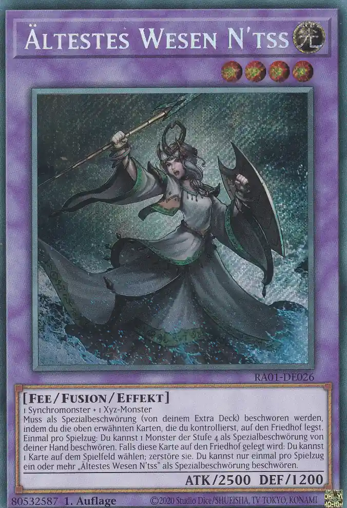 ra01-de026-scr-aeltestes-wesen-n-tss-secret-rare-25th-anniversary-rarity-collection Ältestes Wesen N'tss RA01-DE026 ist in Secret Rare Yu-Gi-Oh Karte aus 25th Anniversary Rarity Collection 1.Auflage