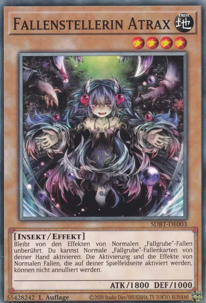 Fallenstellerin Atrax SDBT-DE003 ist in Common Yu-Gi-Oh Karte aus Structure Deck: Beware of Traptrix 1.Auflage