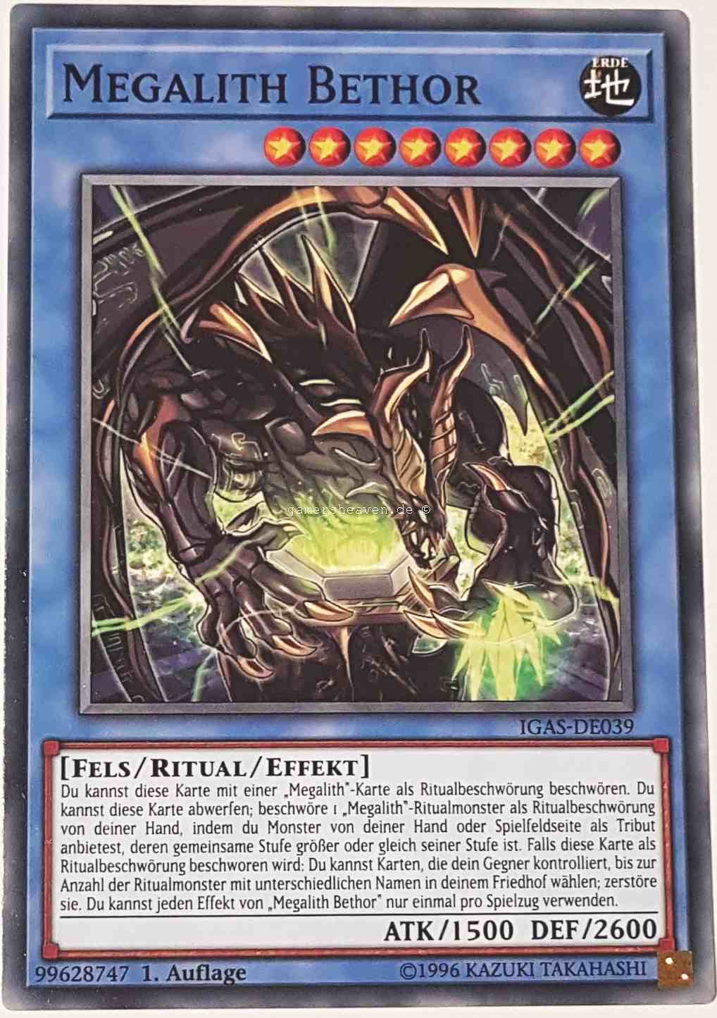 Megalith Bethor IGAS-DE039 ist in Common Yu-Gi-Oh Karte aus Ignition Assault 1.Auflage