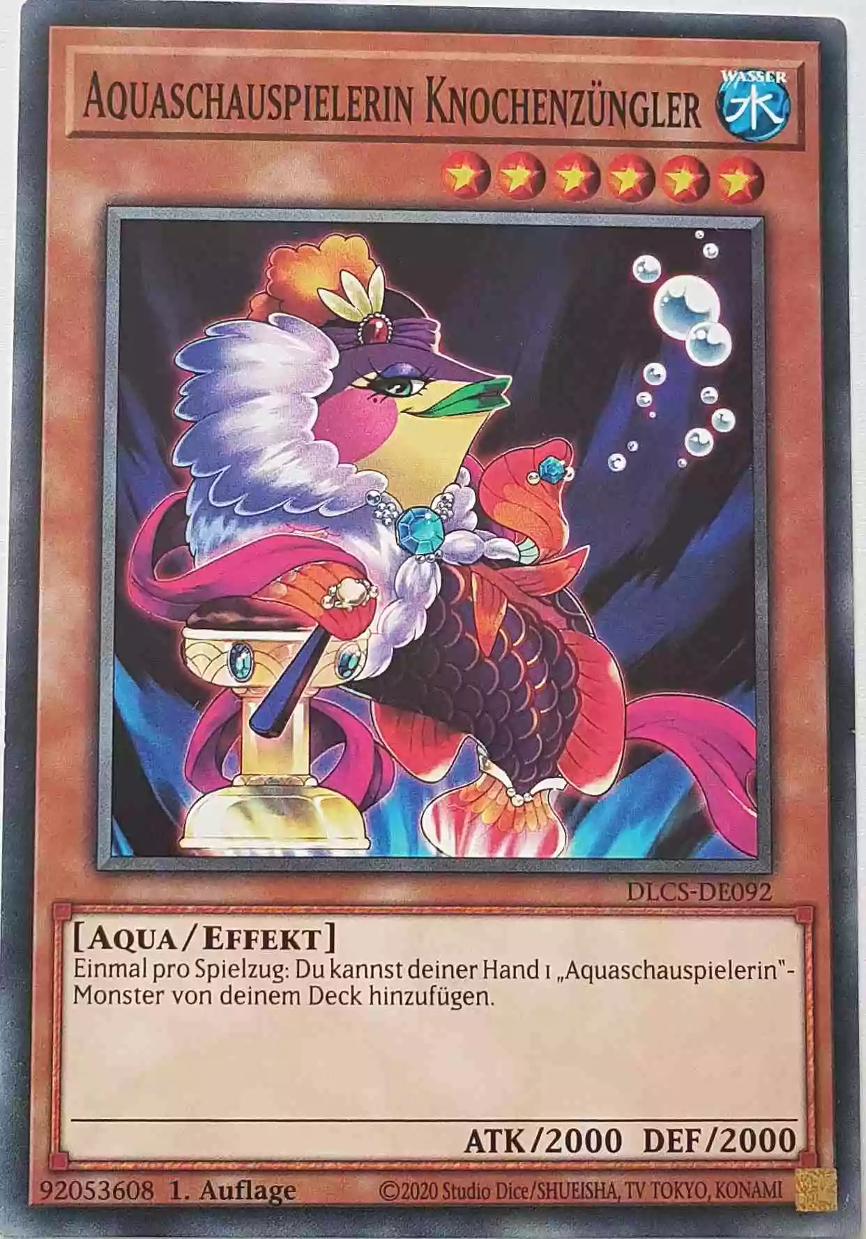 Aquaschauspielerin Knochenzüngler DLCS-DE092 ist in Common Yu-Gi-Oh Karte aus Dragons of Legend The Complete Series 1.Auflage