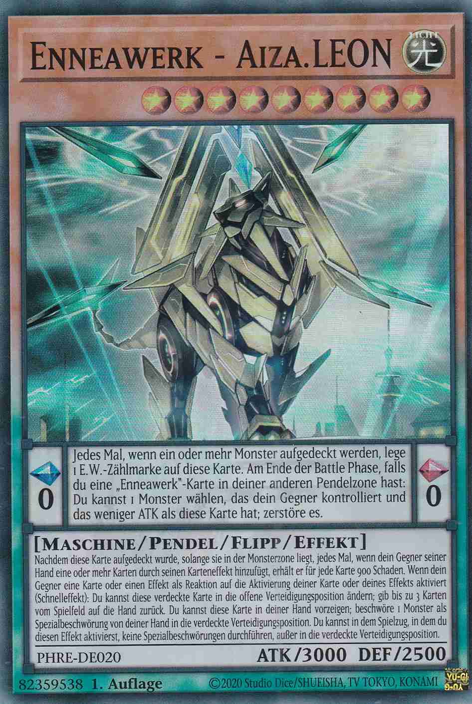 Enneawerk - Aiza.LEON PHRE-DE020 ist in Super Rare Yu-Gi-Oh Karte aus Phantom Revenge 1.Auflage