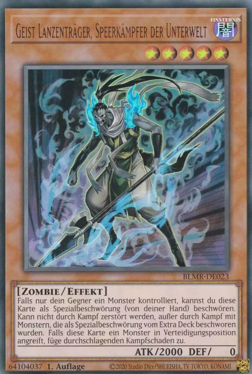 Geist Lanzenträger, Speerkämpfer der Unterwelt BLMR-DE023 ist in Ultra Rare Yu-Gi-Oh Karte aus Battles of Legend Monstrous Revenge 1.Auflage