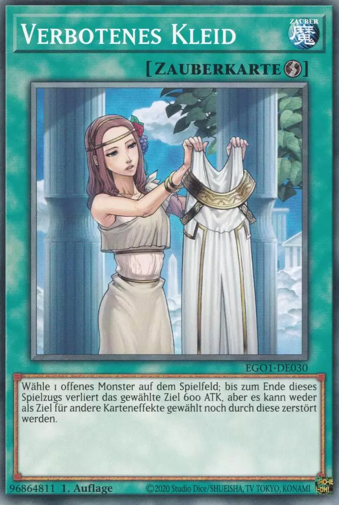 Verbotenes Kleid EGO1-DE030 ist in Common Yu-Gi-Oh Karte aus Egyptian God Deck Obelisk 1.Auflage