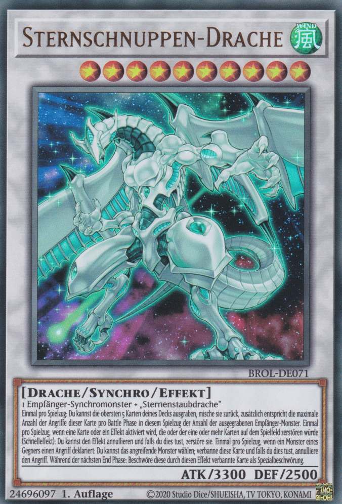 Sternschnuppen-Drache BROL-DE071 ist in Ultra Rare Yu-Gi-Oh Karte aus Brothers of Legend 1.Auflage