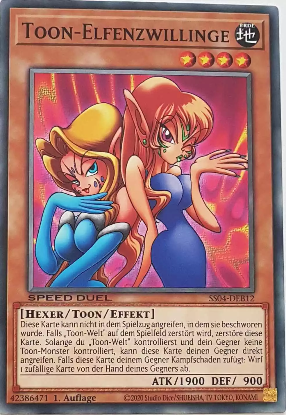 Toon-Elfenzwillinge SS04-DEB12 ist in Common Yu-Gi-Oh Karte aus Match of the Millennium 1.Auflage