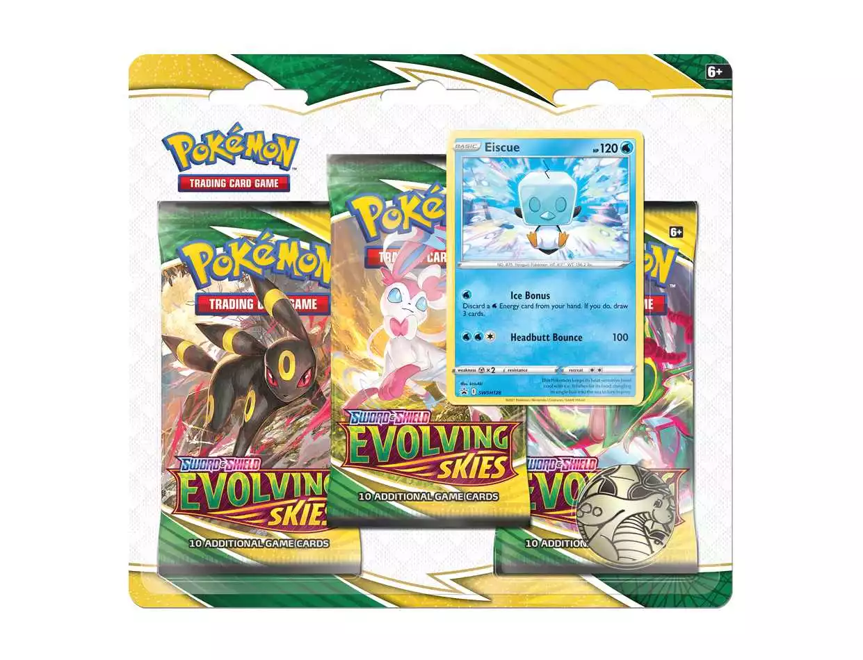 Pokemon Evolving Skies 3-Pack Blister Eiscue - Englisch