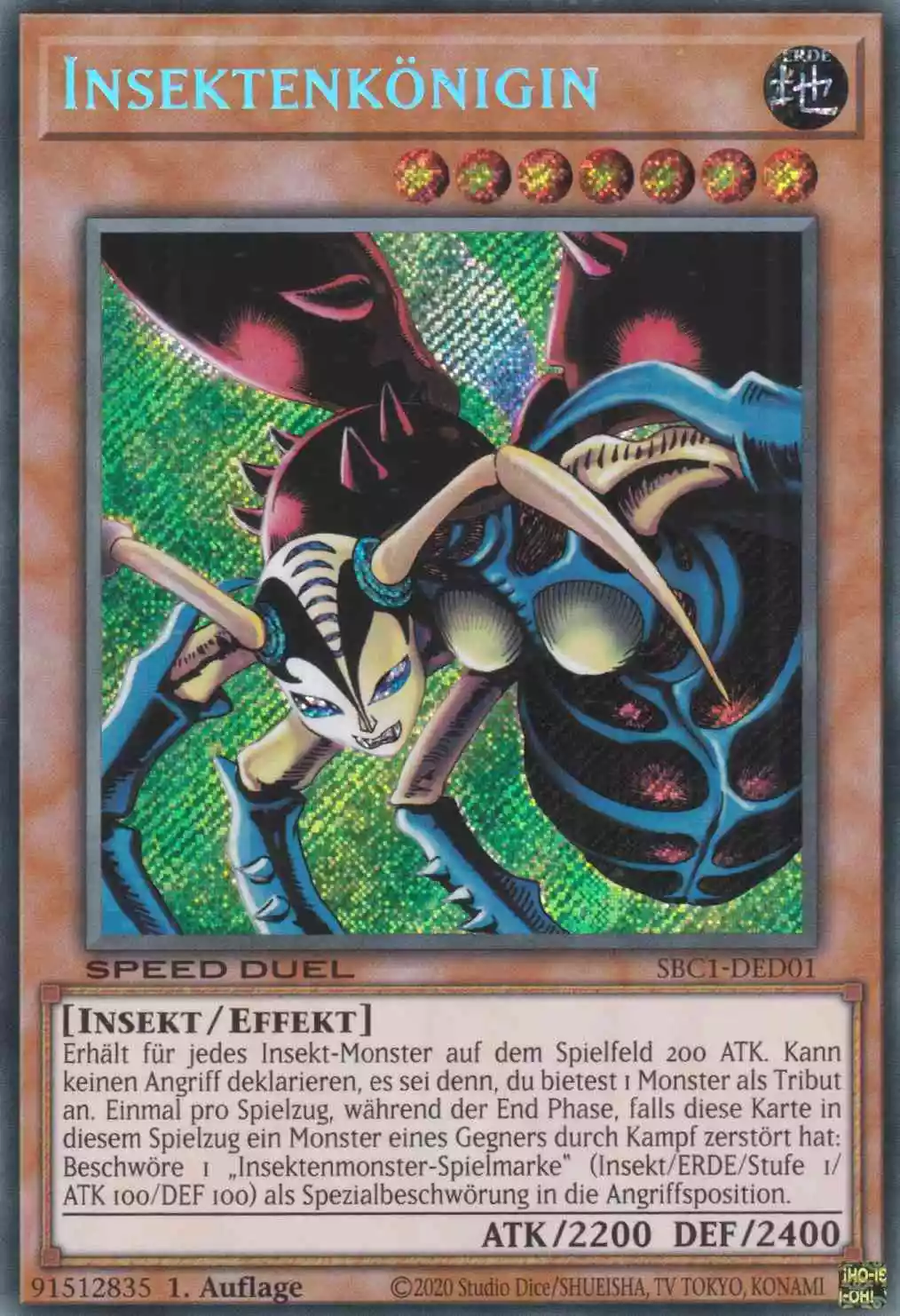 Insektenkönigin SBC1-DED01 ist in Secret Rare Yu-Gi-Oh Karte aus Streets of Battle City 1.Auflage