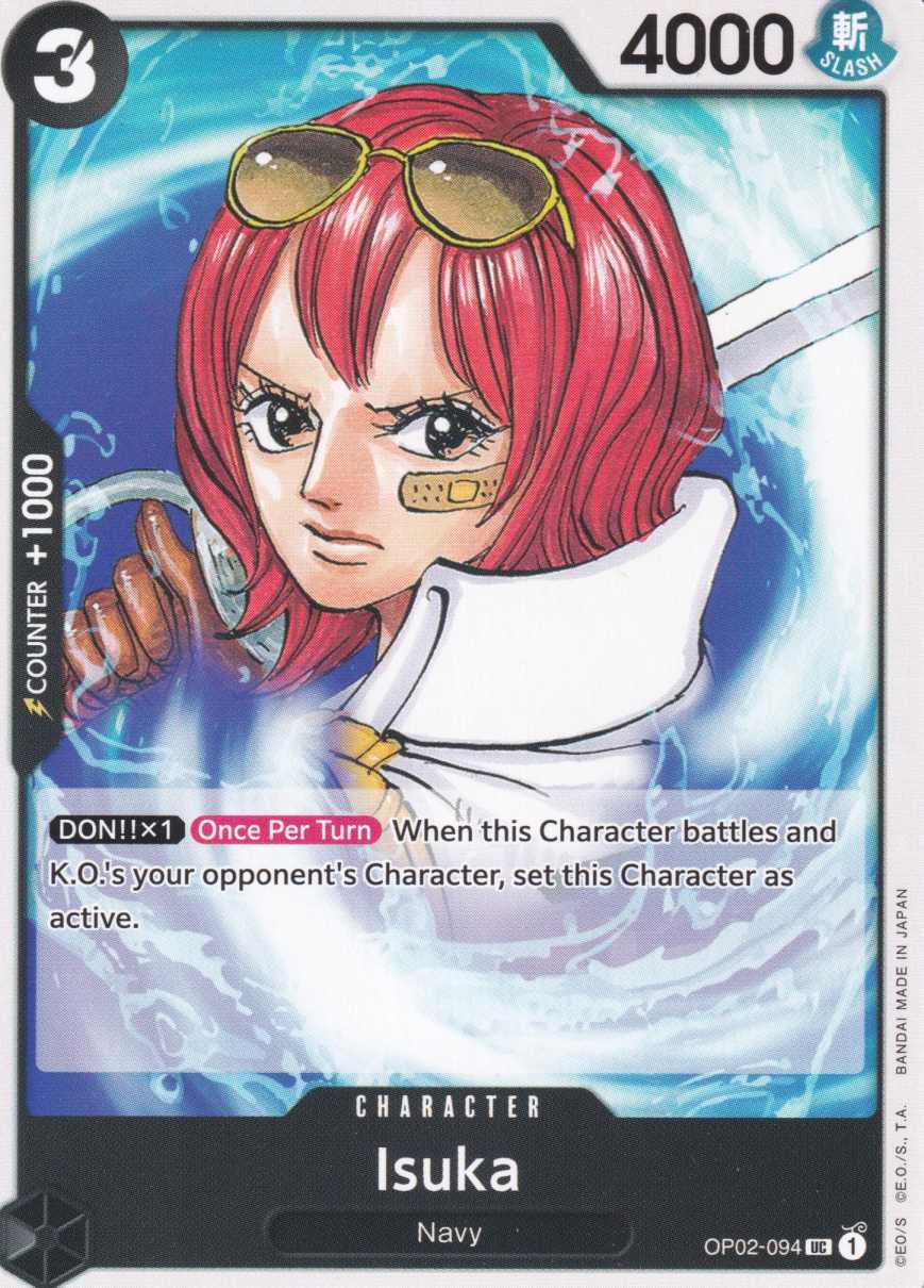 Isuka OP02-094 ist in Uncommon. Die One Piece Karte ist aus Paramount War OP-02 in Normal Art.