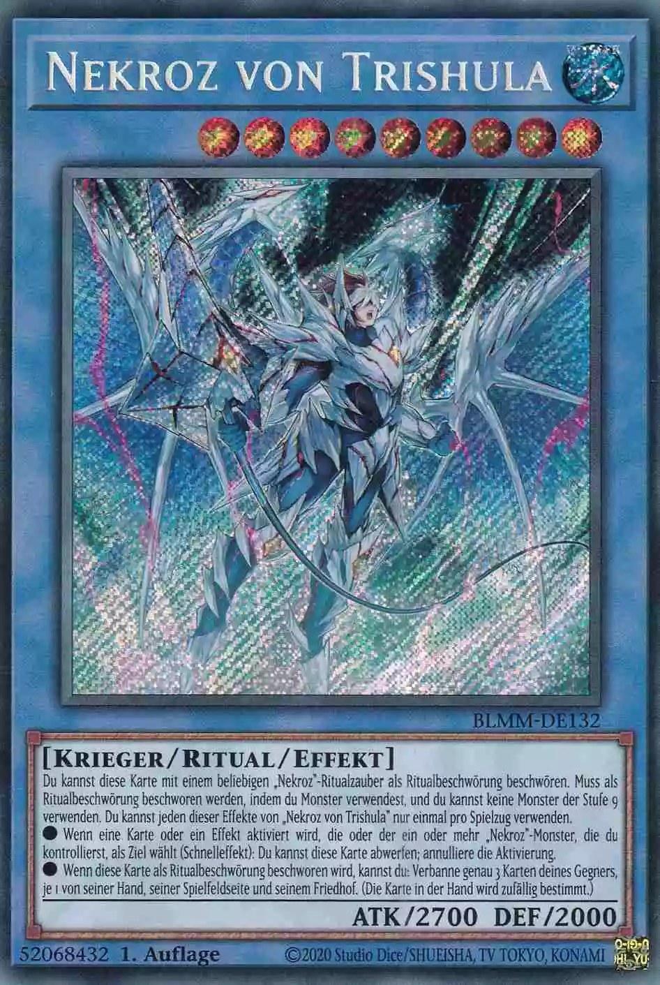 Nekroz von Trishula BLMM-DE132 ist in Secret Rare Yu-Gi-Oh Karte aus Battles of Legend Monster Mayhem 1.Auflage