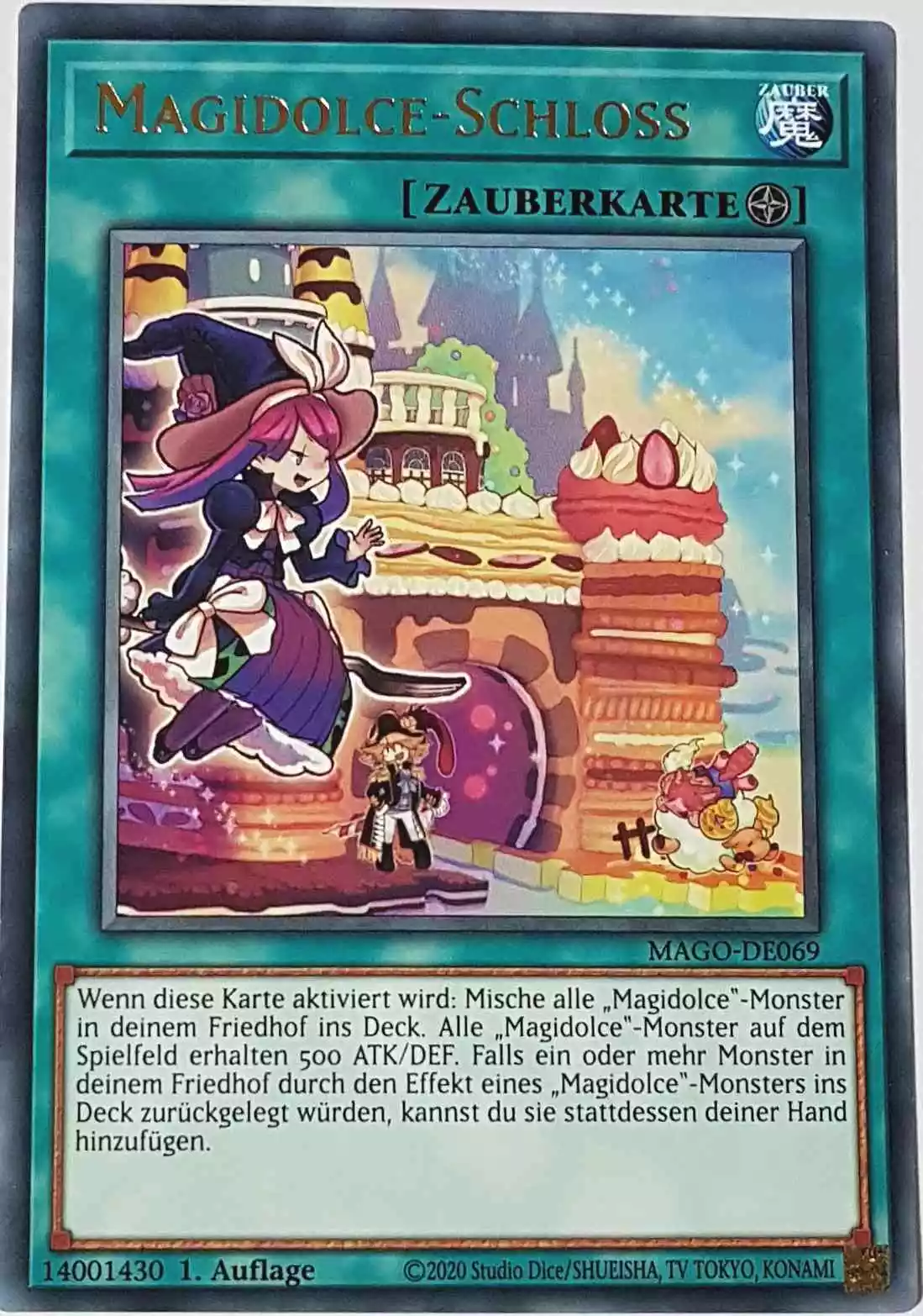 Magidolce-Schloss MAGO-DE069 ist in Gold Rare Yu-Gi-Oh Karte aus Maximum Gold 1. Auflage