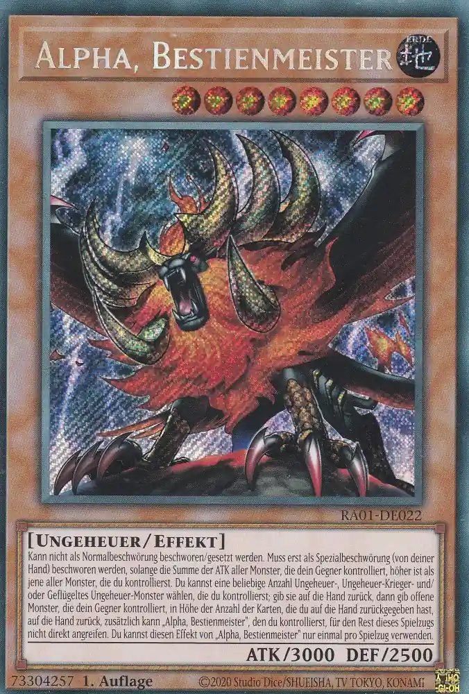 ra01-de022-scr-alpha-bestienmeister-secret-rare-25th-anniversary-rarity-collection Alpha, Bestienmeister RA01-DE022 ist in Secret Rare Yu-Gi-Oh Karte aus 25th Anniversary Rarity Collection 1.Auflage
