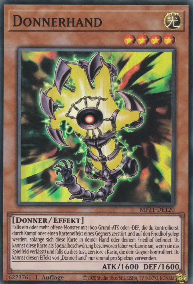 mp21-de120-donnerhand-super-rare-tin-of-ancient-battles Donnerhand MP21-DE120 ist in Super Rare Yu-Gi-Oh Karte aus Tin of Ancient Battles 1.Auflage