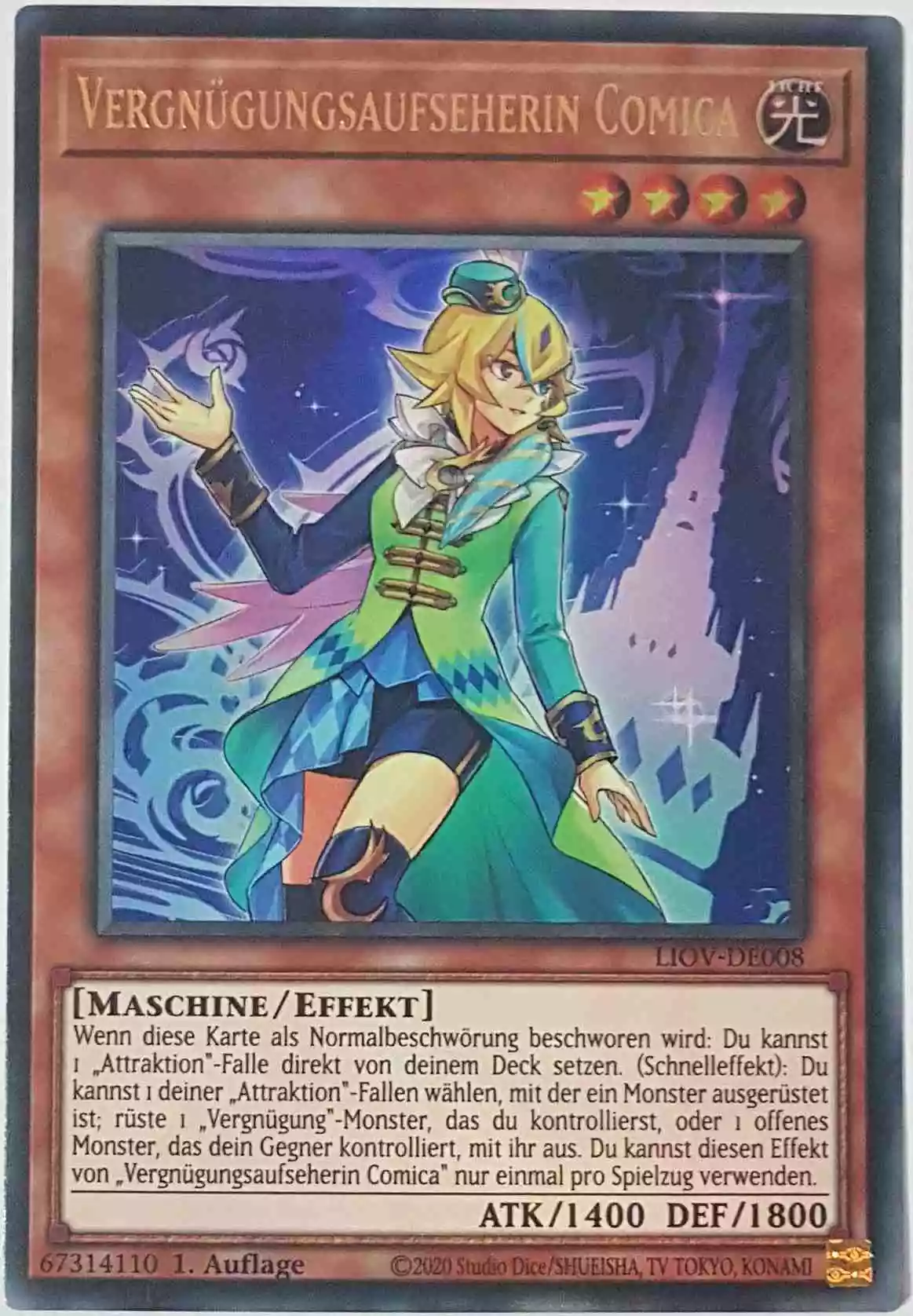 liov-de008-vergnuegungsaufseherin-comica-ultra-rare-lightning-overdrive Vergnügungsaufseherin Comica LIOV-DE008 ist in Ultra Rare Yu-Gi-Oh Karte aus Lightning Overdrive 1.Auflage