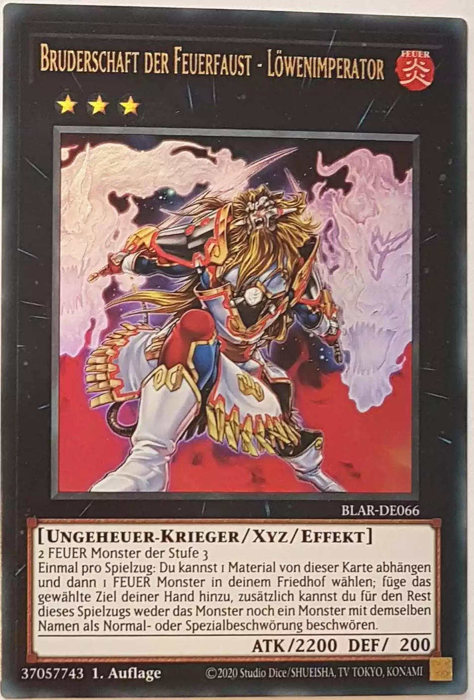 Bruderschaft der Feuerfaust - Löwenimperator BLAR-DE066 ist in Ultra Rare Yu-Gi-Oh Karte aus Battles of Legend: Armageddon 1.Auflage