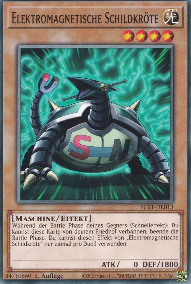 Elektromagnetische Schildkröte EGS1-DE013 ist in Common Yu-Gi-Oh Karte aus God Deck Slifer 1.Auflage