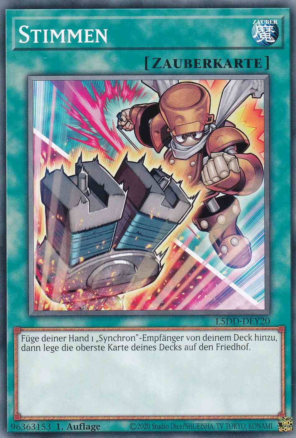 Stimmen (alternativ art) Common L5DD-DEY20-ALT Yugioh Karte Stimmen (alternativ art) L5DD-DEY20-ALT ist in Common Yu-Gi-Oh Karte aus Legendary 5D’s Decks 1.Auflage