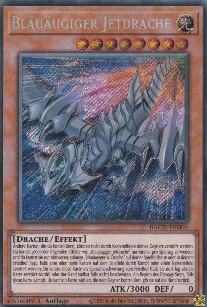 Blauäugiger Jetdrache BACH-DE004 ist in Secret Rare Yu-Gi-Oh Karte aus Battle of Chaos 1.Auflage
