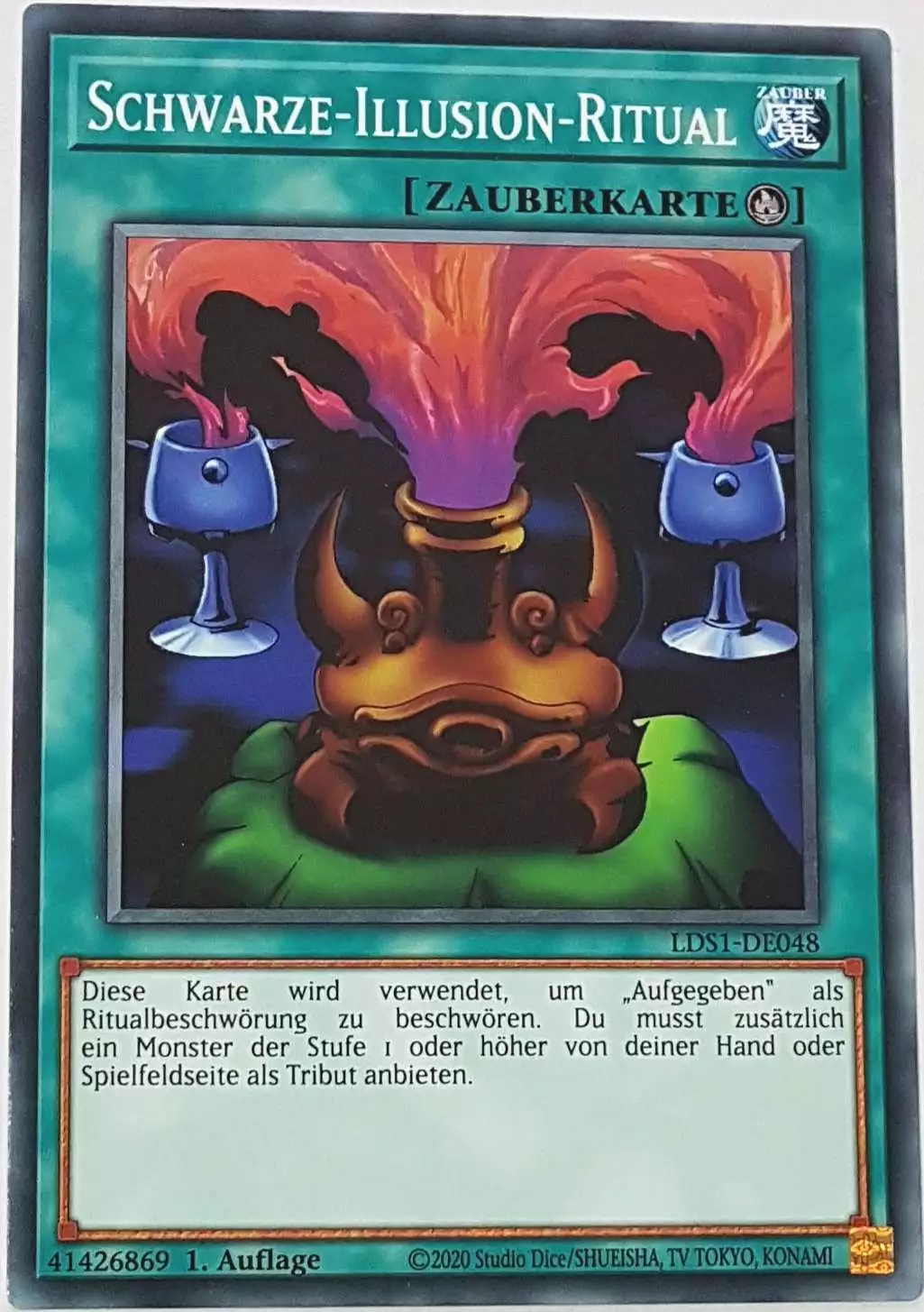 Schwarze-Illusion-Ritual LDS1-DE048 ist in Common Yu-Gi-Oh Karte aus Legendary Duelists: Season 1 1.Auflage