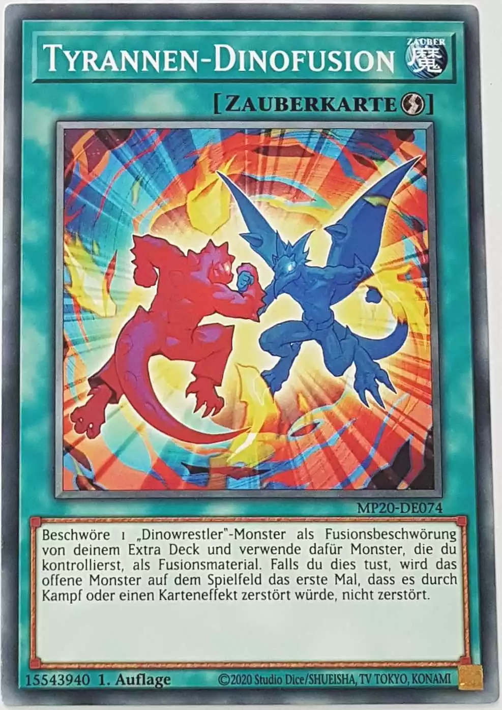 mp20-de074-tyrannen-dinofusion-common Tyrannen-Dinofusion MP20-DE074 ist in Common Yu-Gi-Oh Karte aus 2020 Tin of Lost Memories 1.Auflage