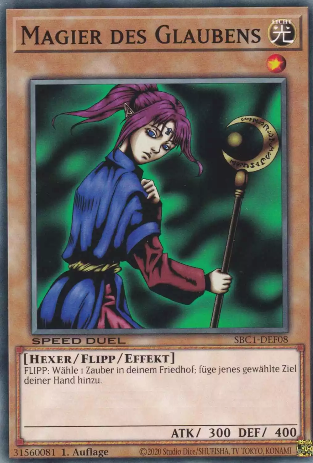 Magier des Glaubens SBC1-DEF08 ist in Common Yu-Gi-Oh Karte aus Streets of Battle City 1.Auflage