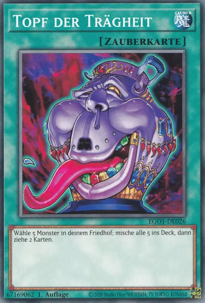 Topf der Trägheit EGO1-DE026 ist in Common Yu-Gi-Oh Karte aus Egyptian God Deck Obelisk 1.Auflage