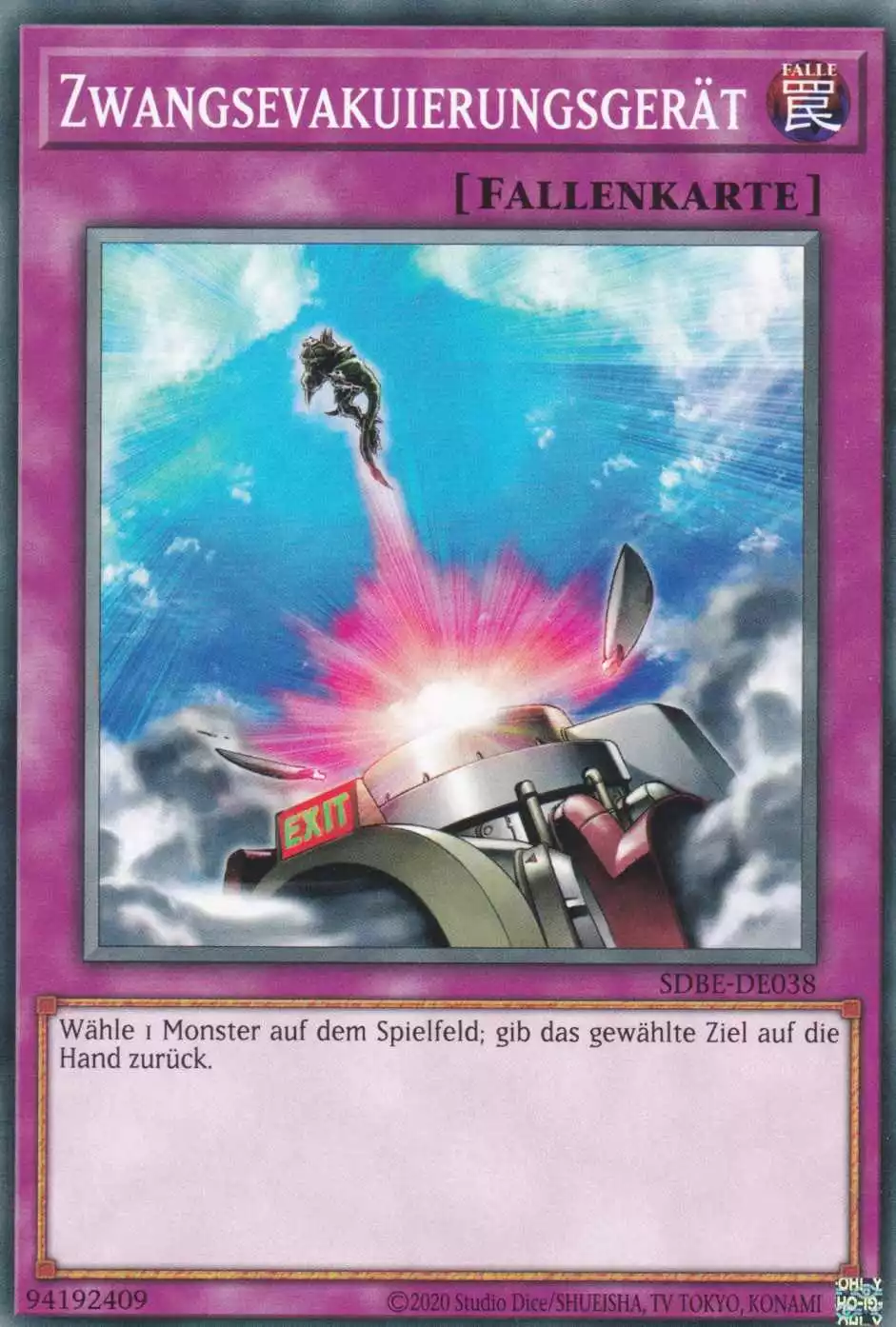 Zwangsevakuierungsgerät SDBE-DE038 ist in Common Yu-Gi-Oh Karte aus Saga of Blue-Eyes White Dragon unlimitiert