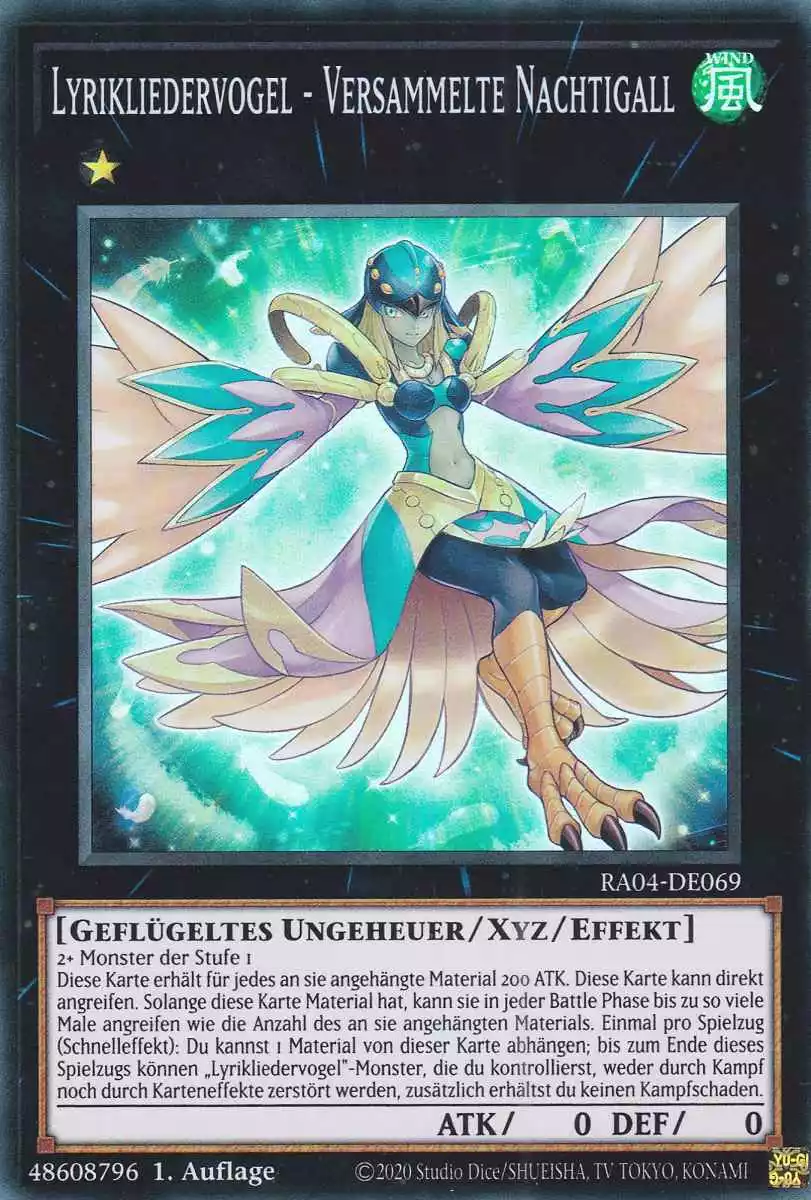 Lyrikliedervogel - Versammelte Nachtigall RA04-DE069 ist in Super Rare Yu-Gi-Oh Karte aus Quarter Century Stampede 1.Auflage