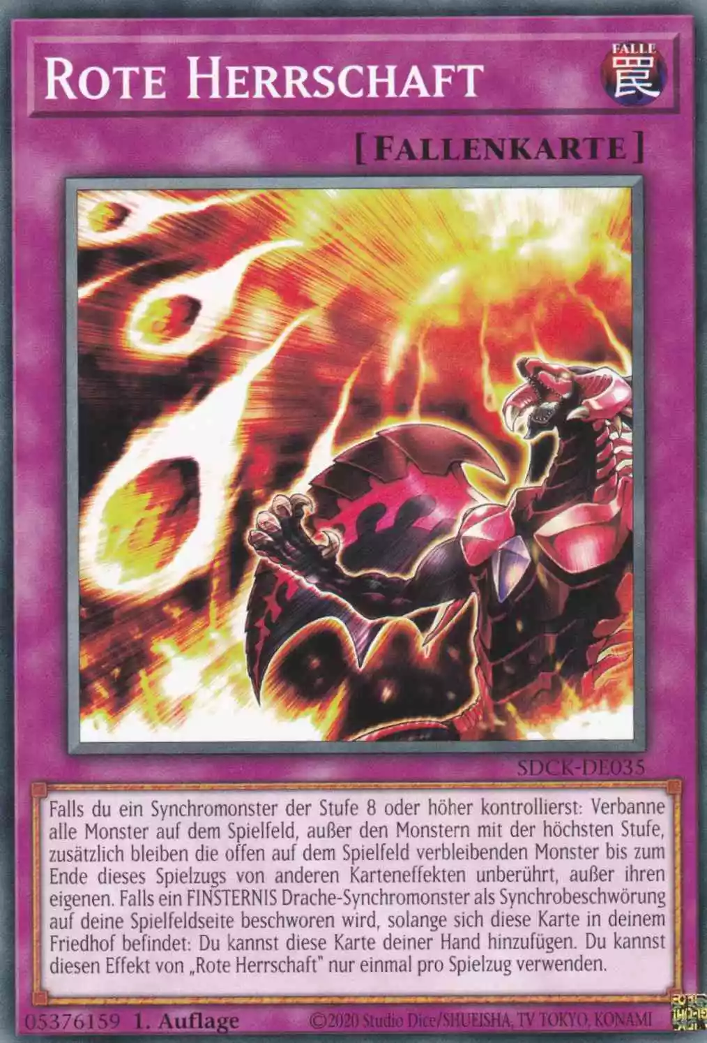 Rote Herrschaft SDCK-DE035 ist in Common Yu-Gi-Oh Karte aus The Crimson King 1.Auflage