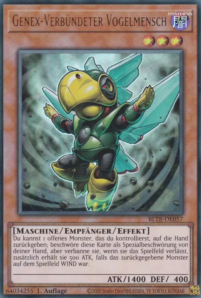 Genex-Verbündeter Vogelmensch BLTR-DE057 ist in Ultra Rare Yu-Gi-Oh Karte aus Battles of Legend Terminal Revenge 1.Auflage