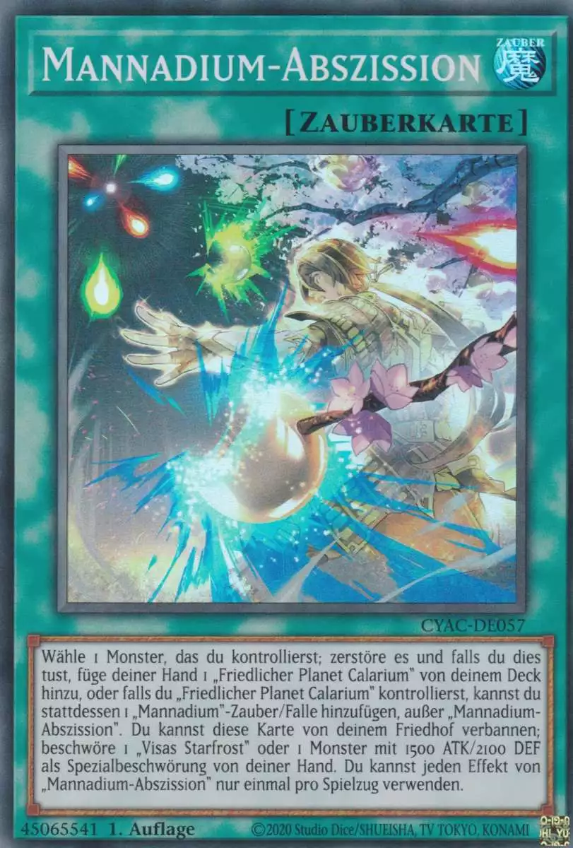 Mannadium-Abszission CYAC-DE057 ist in Super Rare Yu-Gi-Oh Karte aus Cyberstorm Access 1.Auflage