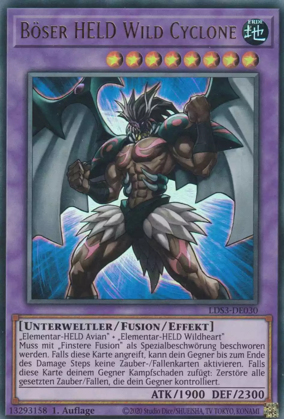 Böser HELD Wild Cyclone LDS3-DE030 ist in Ultra Rare Yu-Gi-Oh Karte aus Legendary Duelists Season 3 1.Auflage