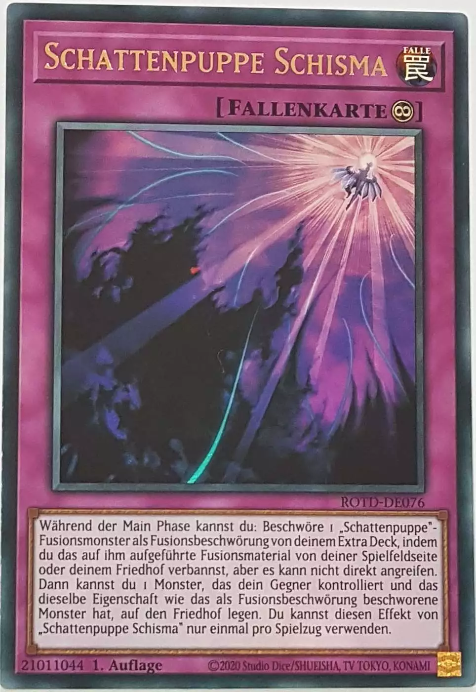 Schattenpuppe Schisma ROTD-DE076 ist in Ultra Rare Yu-Gi-Oh Karte aus Rise of the Duelist 1.Auflage