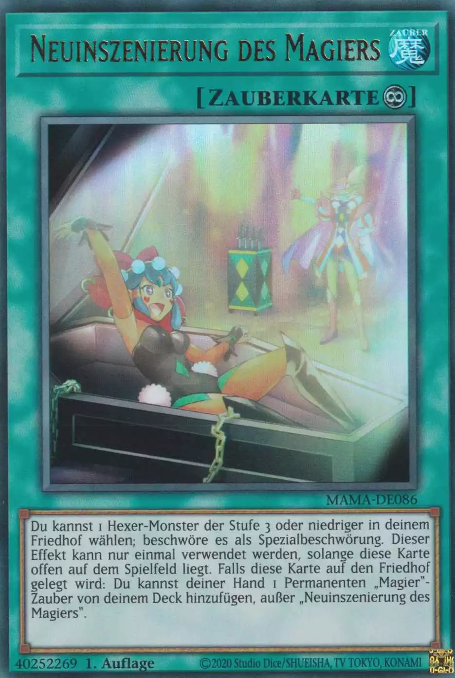 Neuinszenierung des Magiers MAMA-DE086 ist in Ultra Rare Yu-Gi-Oh Karte aus Magnificent Mavens 1.Auflage