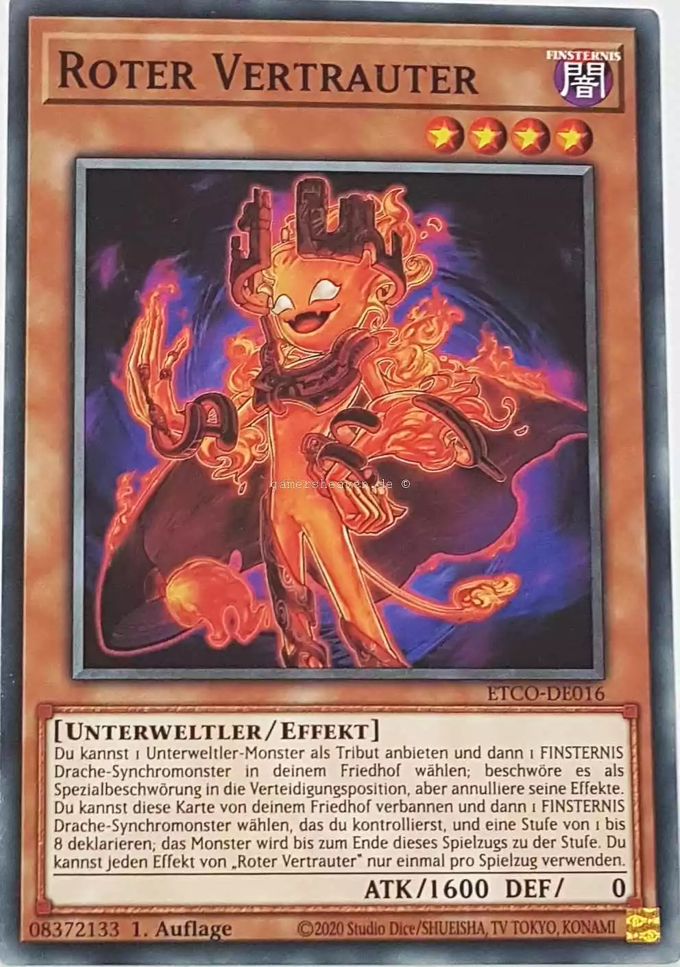 Roter Vertrauter ETCO-DE016 ist in Common Yu-Gi-Oh Karte aus Eternity Code 1.Auflage