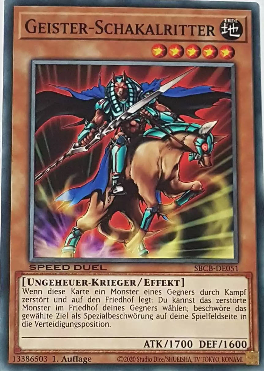 Geister-Schakalritter SBCB-DE051 ist in Common Yu-Gi-Oh Karte aus Speed Duel Battle City Box 1. Auflage