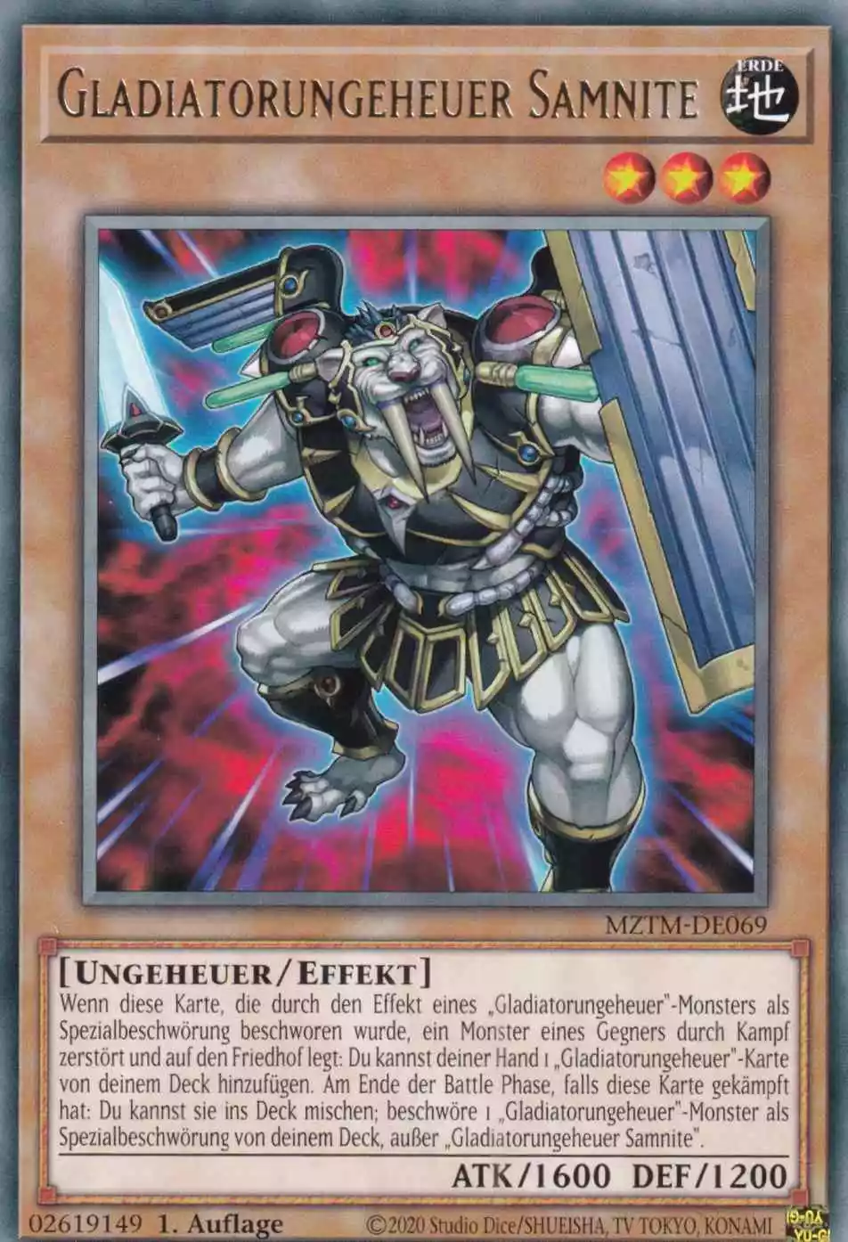 Gladiatorungeheuer Samnite MZTM-DE069 ist in Rare Yu-Gi-Oh Karte aus Maze of the Master 1.Auflage