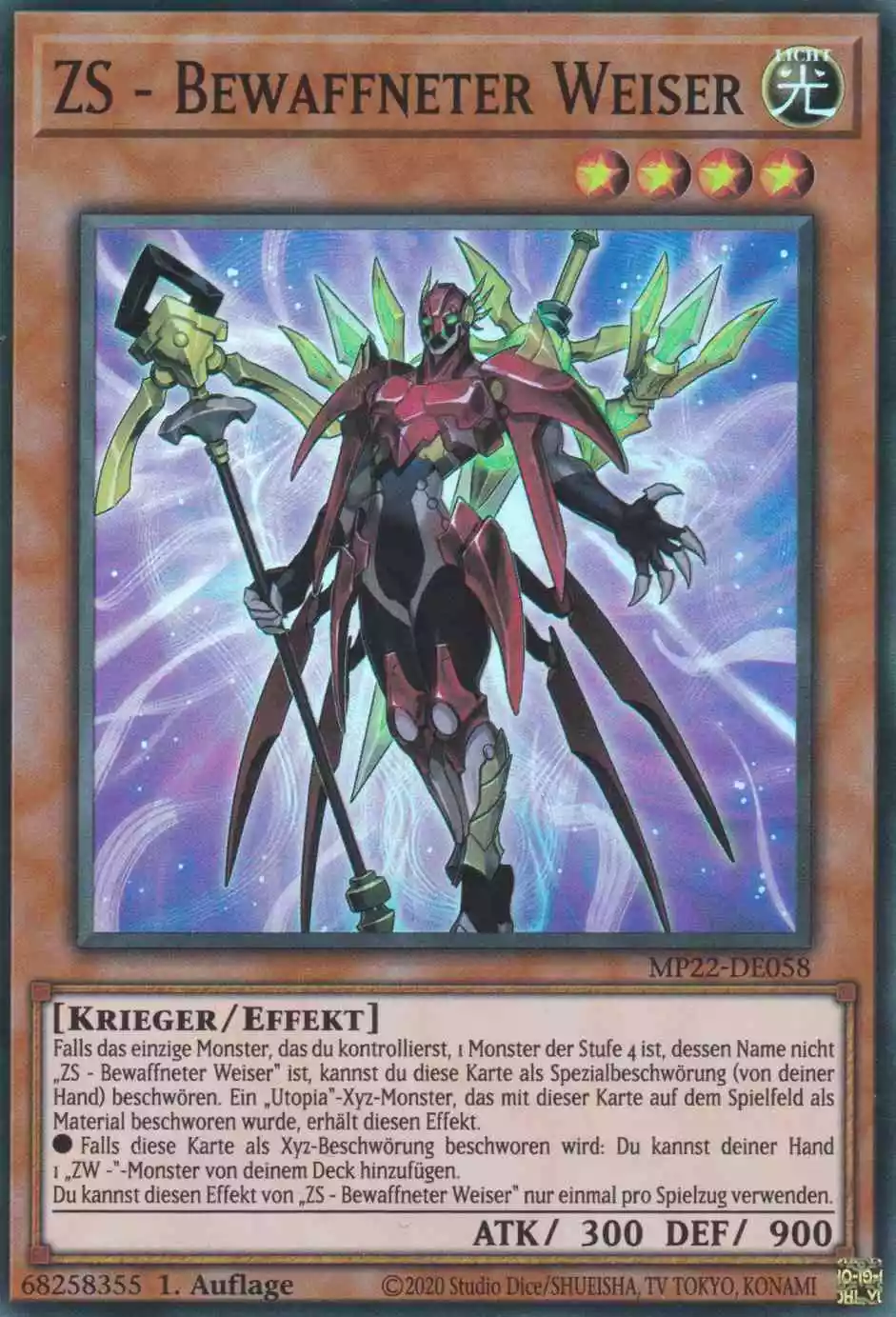 ZS - Bewaffneter Weiser MP22-DE058 ist in Super Rare Yu-Gi-Oh Karte aus Tin of the Pharaoh’s Gods 1.Auflage