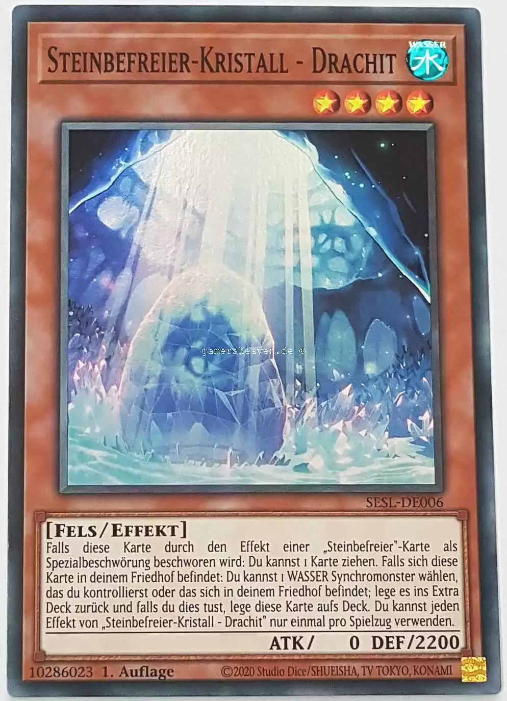 Steinbefreier-Kristall - Drachit SESL-DE006 ist in Super Rare Yu-Gi-Oh Karte aus Secret Slayers 1.Auflage